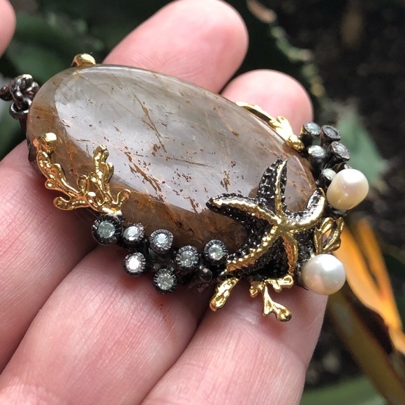 Natural Rutilated quartz Pearl artisan pendant - Picture 7 of 9